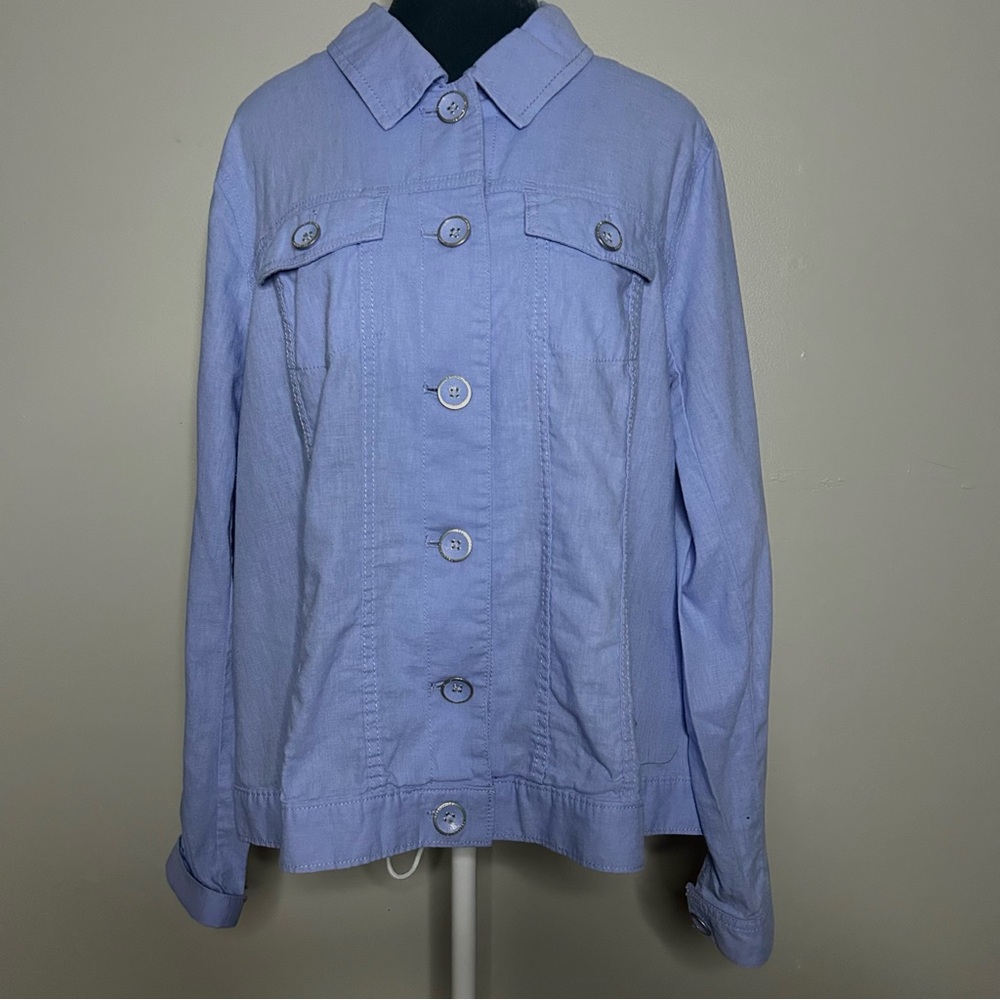 Women's Blue Button-Up Jacket - Picture 1 of 9